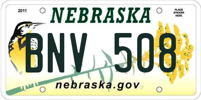 NE license plate BNV508