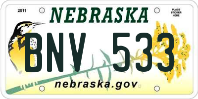 NE license plate BNV533