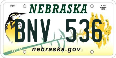 NE license plate BNV536