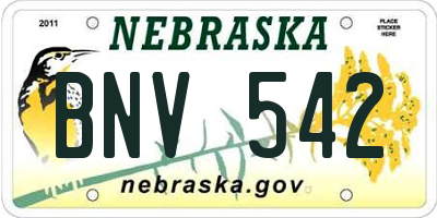 NE license plate BNV542