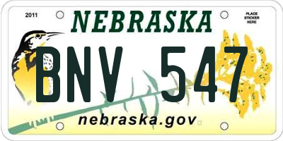 NE license plate BNV547