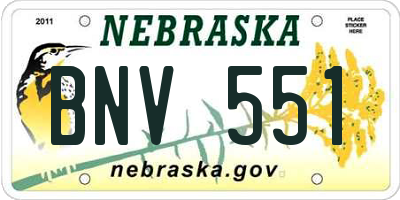 NE license plate BNV551