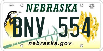 NE license plate BNV554