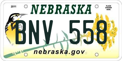 NE license plate BNV558