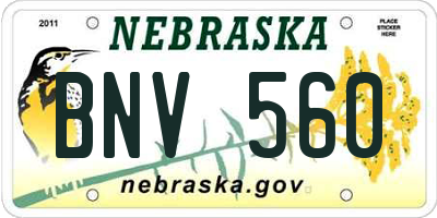 NE license plate BNV560
