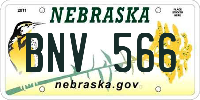 NE license plate BNV566