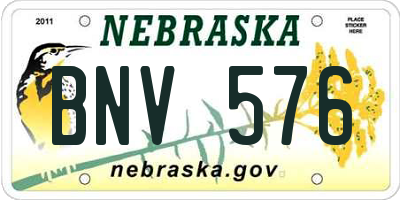 NE license plate BNV576