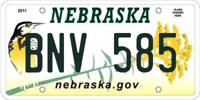 NE license plate BNV585