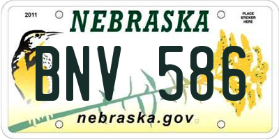NE license plate BNV586