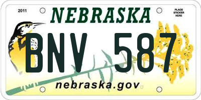 NE license plate BNV587