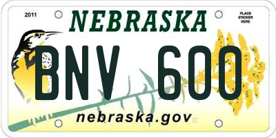 NE license plate BNV600