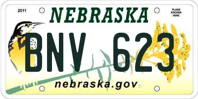 NE license plate BNV623