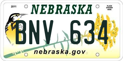 NE license plate BNV634