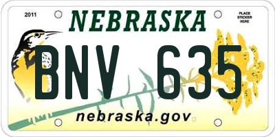 NE license plate BNV635