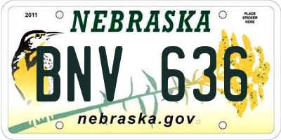 NE license plate BNV636