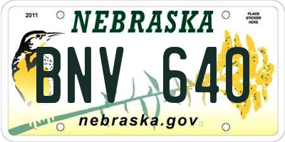 NE license plate BNV640