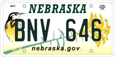 NE license plate BNV646