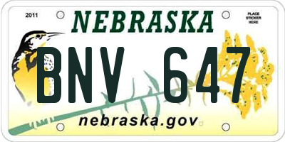 NE license plate BNV647