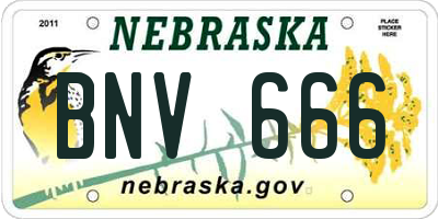 NE license plate BNV666