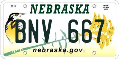 NE license plate BNV667