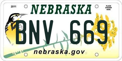 NE license plate BNV669