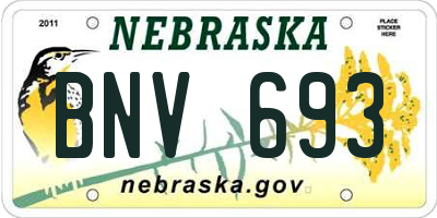 NE license plate BNV693