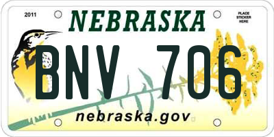 NE license plate BNV706