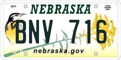 NE license plate BNV716