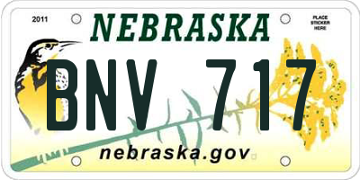 NE license plate BNV717