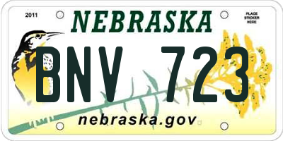 NE license plate BNV723