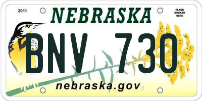 NE license plate BNV730