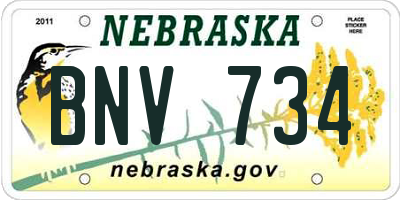 NE license plate BNV734