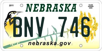 NE license plate BNV746