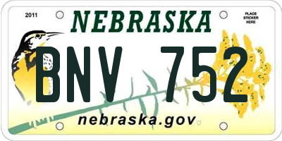 NE license plate BNV752