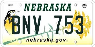 NE license plate BNV753