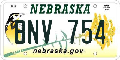 NE license plate BNV754