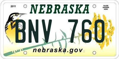 NE license plate BNV760