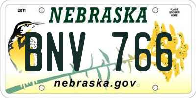 NE license plate BNV766