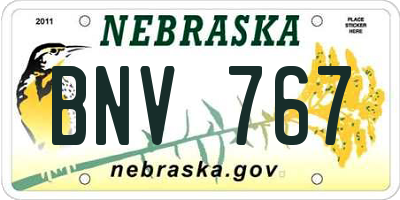 NE license plate BNV767