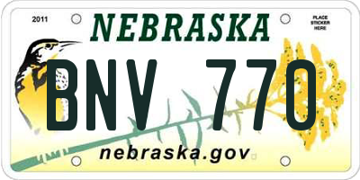 NE license plate BNV770