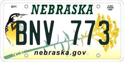 NE license plate BNV773