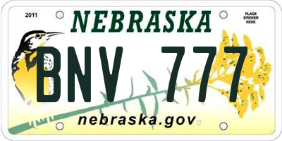 NE license plate BNV777