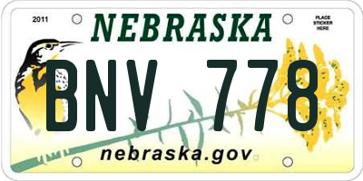 NE license plate BNV778