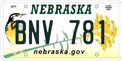 NE license plate BNV781
