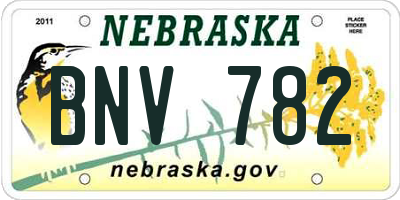 NE license plate BNV782