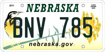 NE license plate BNV785