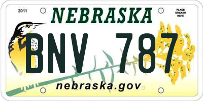NE license plate BNV787