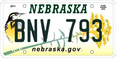 NE license plate BNV793