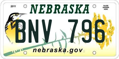 NE license plate BNV796