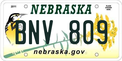 NE license plate BNV809